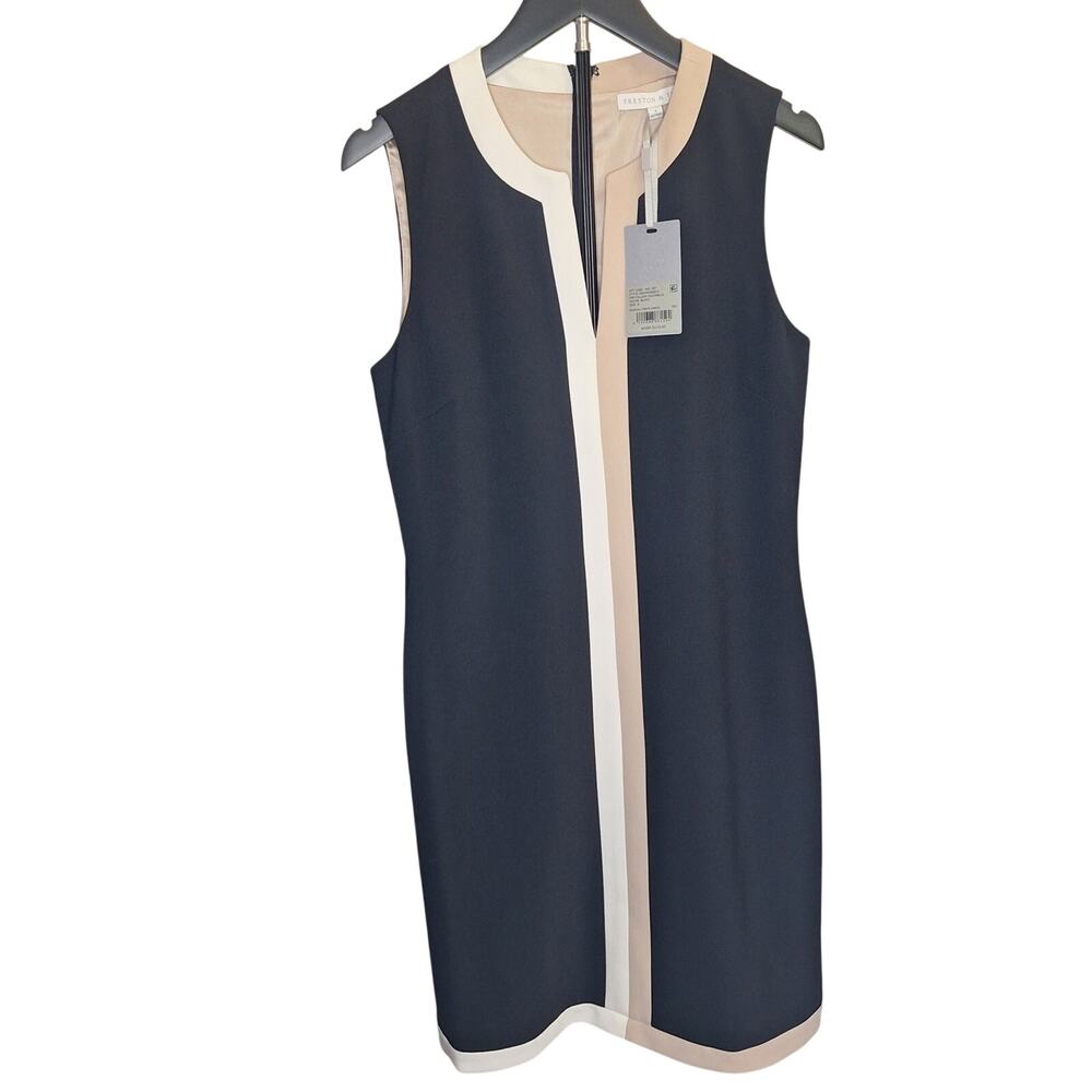 Preston & York Fallon Colorblock Dress Size 6 Black Cream NWT Shift Work Office